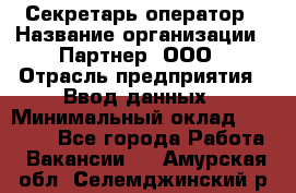 Секретарь-оператор › Название организации ­ Партнер, ООО › Отрасль предприятия ­ Ввод данных › Минимальный оклад ­ 24 000 - Все города Работа » Вакансии   . Амурская обл.,Селемджинский р-н